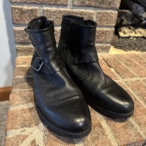 JOSEF SEIBEL Kate 51 Moto Buckle Leather Bootie Black Women Size 42 US 11-11.5